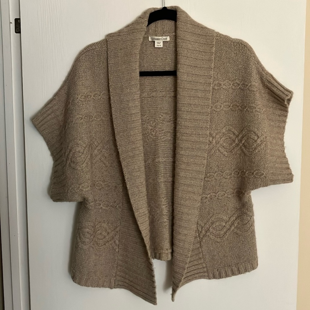 Coldwater Creek cardigan sweater short sleeve tan size S (6-8)